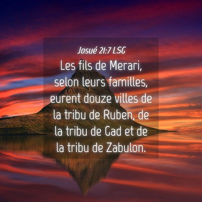 Picture 04 - Josué 21:7 LSG - Les fils de Merari, selon leurs familles, eurent - Bible Verse Picture