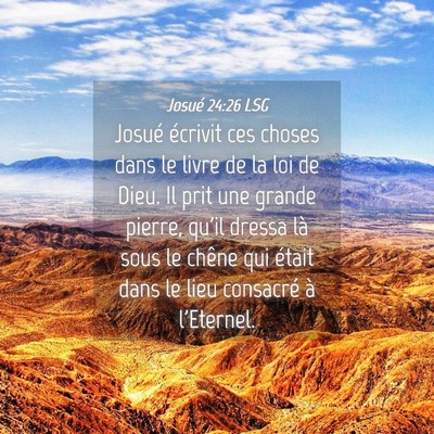 Picture 04 - Josué 24:26 LSG - Josué écrivit ces choses dans le livre de la - Bible Verse Picture