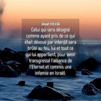 Picture 04 - Josué 7:15 LSG - Celui qui sera désigné comme ayant pris de ce - Bible Verse Picture