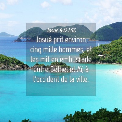 Picture 04 - Josué 8:12 LSG - Josué prit environ cinq mille hommes, et les mit - Bible Verse Picture