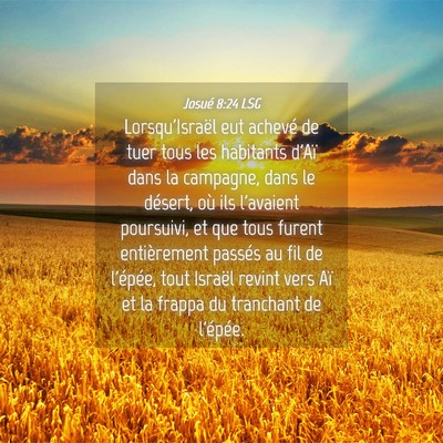 Picture 04 - Josué 8:24 LSG - Lorsqu'Israël eut achevé de tuer tous les - Bible Verse Picture