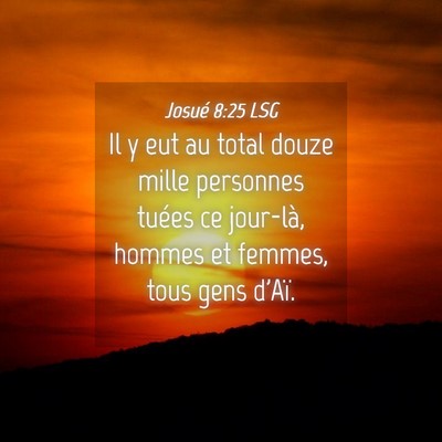 Picture 04 - Josué 8:25 LSG - Il y eut au total douze mille personnes tuées ce - Bible Verse Picture