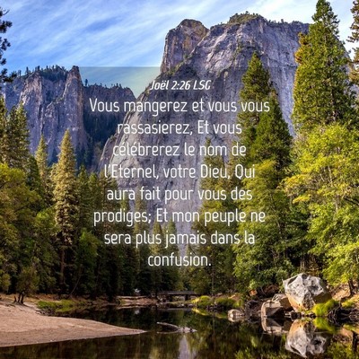 Picture 04 - Joël 2:26 LSG - Vous mangerez et vous vous rassasierez, Et vous - Bible Verse Picture