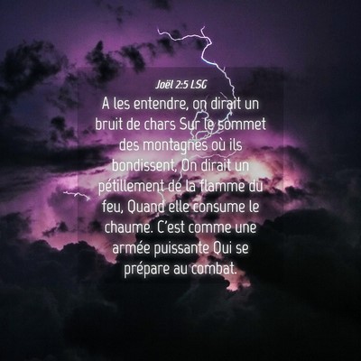 Picture 04 - Joël 2:5 LSG - A les entendre, on dirait un bruit de chars Sur - Bible Verse Picture
