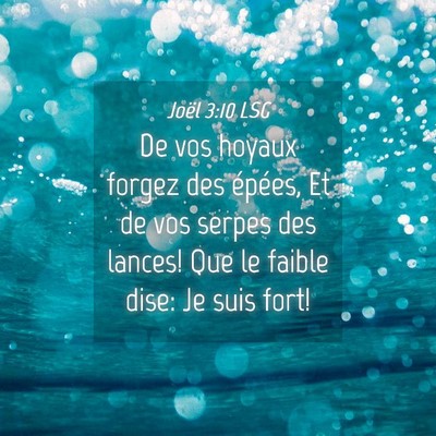 Picture 04 - Joël 3:10 LSG - De vos hoyaux forgez des épées, Et de vos - Bible Verse Picture
