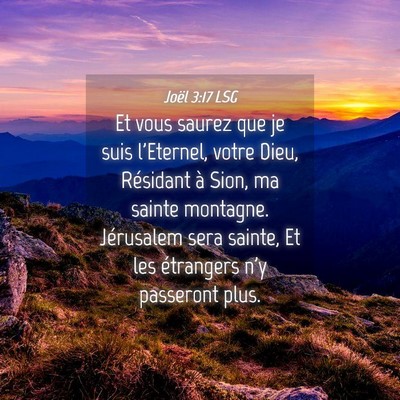 Picture 04 - Joël 3:17 LSG - Et vous saurez que je suis l'Eternel, votre Dieu, - Bible Verse Picture