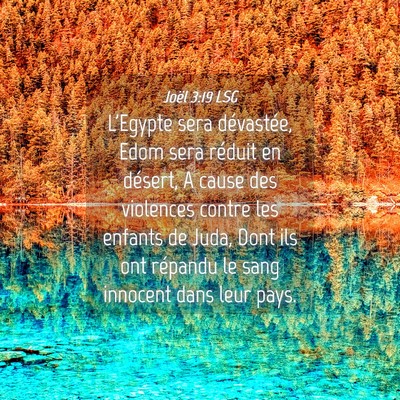Picture 04 - Joël 3:19 LSG - L'Egypte sera dévastée, Edom sera réduit en - Bible Verse Picture
