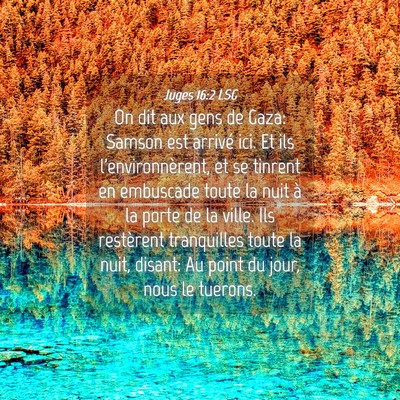 Picture 04 - Juges 16:2 LSG - On dit aux gens de Gaza: Samson est arrivé ici. - Bible Verse Picture
