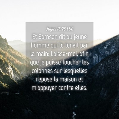 Picture 04 - Juges 16:26 LSG - Et Samson dit au jeune homme qui le tenait par la - Bible Verse Picture