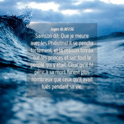 Picture 04 - Juges 16:30 LSG - Samson dit: Que je meure avec les Philistins! Il - Bible Verse Picture
