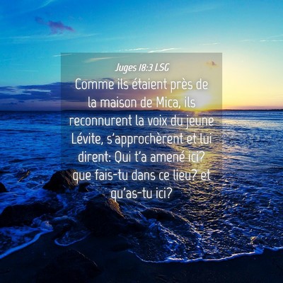 Picture 04 - Juges 18:3 LSG - Comme ils étaient près de la maison de Mica, - Bible Verse Picture