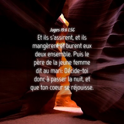 Picture 04 - Juges 19:6 LSG - Et ils s'assirent, et ils mangèrent et burent - Bible Verse Picture