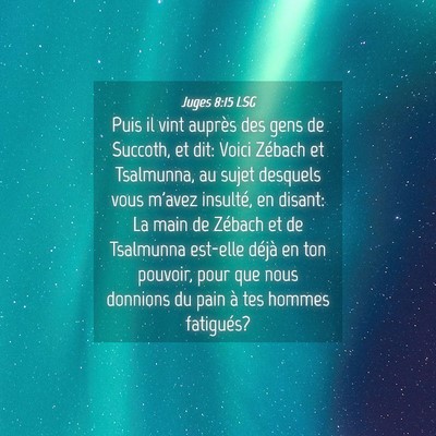 Picture 04 - Juges 8:15 LSG - Puis il vint auprès des gens de Succoth, et dit: - Bible Verse Picture