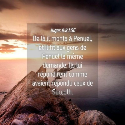Picture 04 - Juges 8:8 LSG - De là il monta à Penuel, et il fit aux gens de - Bible Verse Picture
