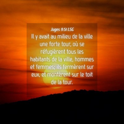 Picture 04 - Juges 9:51 LSG - Il y avait au milieu de la ville une forte tour, - Bible Verse Picture
