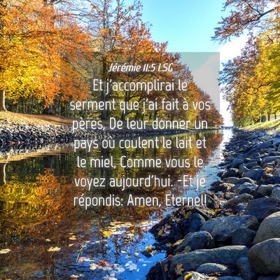 Picture 04 - Jérémie 11:5 LSG - Et j'accomplirai le serment que j'ai fait à vos - Bible Verse Picture