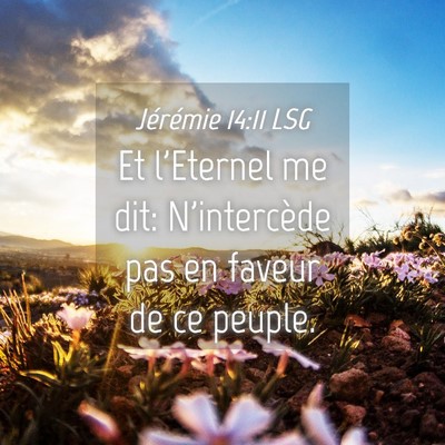 Picture 04 - Jérémie 14:11 LSG - Et l'Eternel me dit: N'intercède pas en faveur - Bible Verse Picture