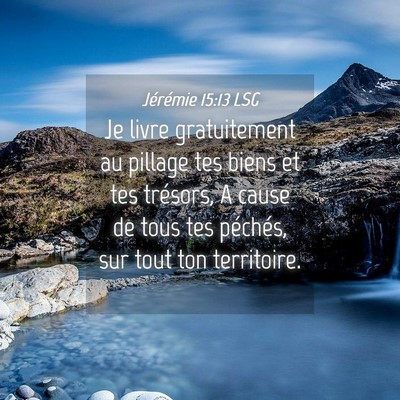 Picture 04 - Jérémie 15:13 LSG - Je livre gratuitement au pillage tes biens et tes - Bible Verse Picture
