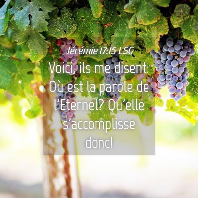 Picture 04 - Jérémie 17:15 LSG - Voici, ils me disent: Où est la parole de - Bible Verse Picture