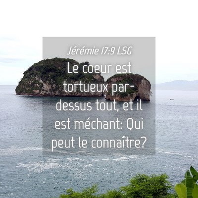 Picture 04 - Jérémie 17:9 LSG - Le coeur est tortueux par-dessus tout, et il est - Bible Verse Picture