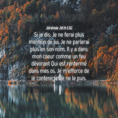 Picture 04 - Jérémie 20:9 LSG - Si je dis: Je ne ferai plus mention de lui, Je ne - Bible Verse Picture