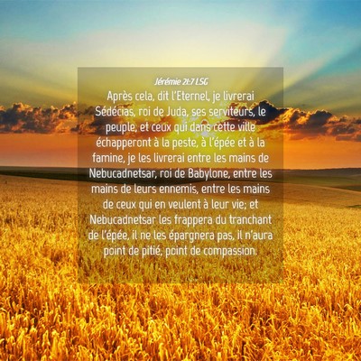 Picture 04 - Jérémie 21:7 LSG - Après cela, dit l'Eternel, je livrerai - Bible Verse Picture