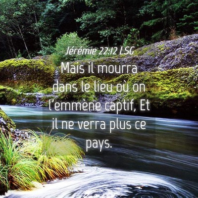 Picture 04 - Jérémie 22:12 LSG - Mais il mourra dans le lieu où on l'emmène - Bible Verse Picture
