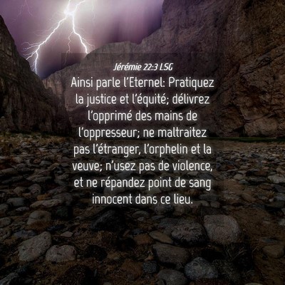 Picture 04 - Jérémie 22:3 LSG - Ainsi parle l'Eternel: Pratiquez la justice et - Bible Verse Picture