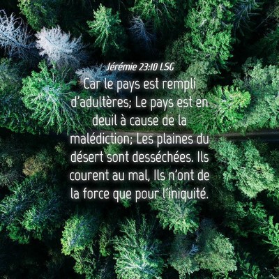 Picture 04 - Jérémie 23:10 LSG - Car le pays est rempli d'adultères; Le pays est - Bible Verse Picture