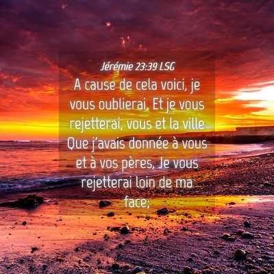 Picture 04 - Jérémie 23:39 LSG - A cause de cela voici, je vous oublierai, Et je - Bible Verse Picture