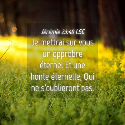 Picture 04 - Jérémie 23:40 LSG - Je mettrai sur vous un opprobre éternel Et une - Bible Verse Picture