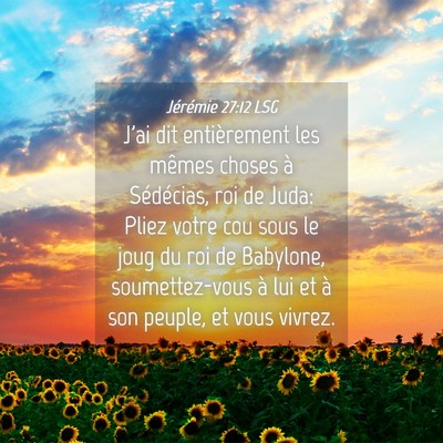 Picture 04 - Jérémie 27:12 LSG - J'ai dit entièrement les mêmes choses à - Bible Verse Picture