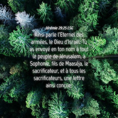 Picture 04 - Jérémie 29:25 LSG - Ainsi parle l'Eternel des armées, le Dieu - Bible Verse Picture