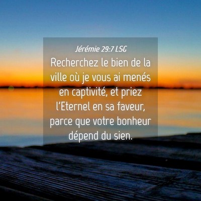 Picture 04 - Jérémie 29:7 LSG - Recherchez le bien de la ville où je vous ai - Bible Verse Picture