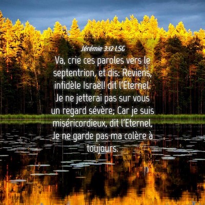 Picture 04 - Jérémie 3:12 LSG - Va, crie ces paroles vers le septentrion, et dis: - Bible Verse Picture