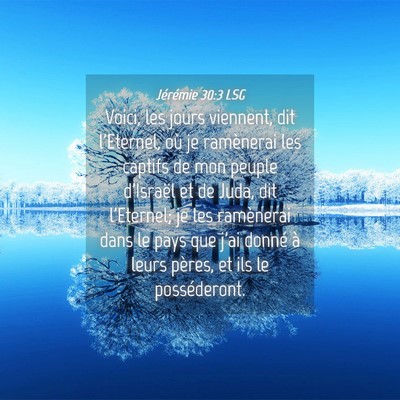 Picture 04 - Jérémie 30:3 LSG - Voici, les jours viennent, dit l'Eternel, où je - Bible Verse Picture