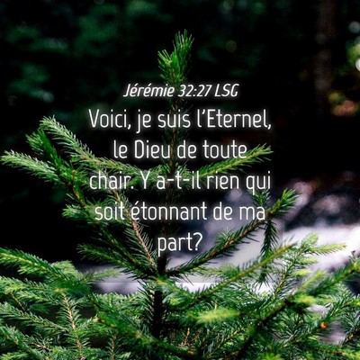 Picture 04 - Jérémie 32:27 LSG - Voici, je suis l'Eternel, le Dieu de toute chair. - Bible Verse Picture