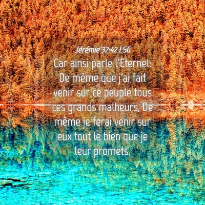 Picture 04 - Jérémie 32:42 LSG - Car ainsi parle l'Eternel: De même que j'ai fait - Bible Verse Picture