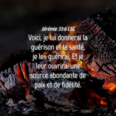 Picture 04 - Jérémie 33:6 LSG - Voici, je lui donnerai la guérison et la santé, - Bible Verse Picture
