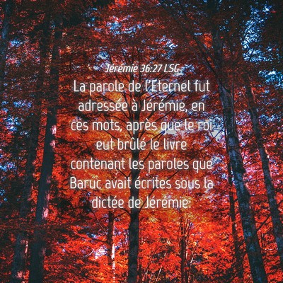 Picture 04 - Jérémie 36:27 LSG - La parole de l'Eternel fut adressée à - Bible Verse Picture