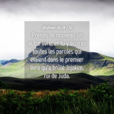Picture 04 - Jérémie 36:28 LSG - Prends de nouveau un autre livre, et tu y - Bible Verse Picture