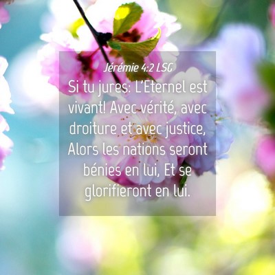 Picture 04 - Jérémie 4:2 LSG - Si tu jures: L'Eternel est vivant! Avec vérité, - Bible Verse Picture