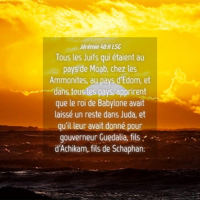 Picture 04 - Jérémie 40:11 LSG - Tous les Juifs qui étaient au pays de Moab, chez - Bible Verse Picture