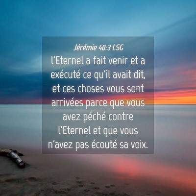 Picture 04 - Jérémie 40:3 LSG - l'Eternel a fait venir et a exécuté ce qu'il - Bible Verse Picture