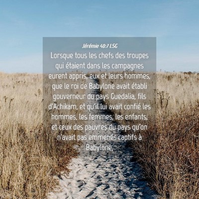 Picture 04 - Jérémie 40:7 LSG - Lorsque tous les chefs des troupes qui étaient - Bible Verse Picture