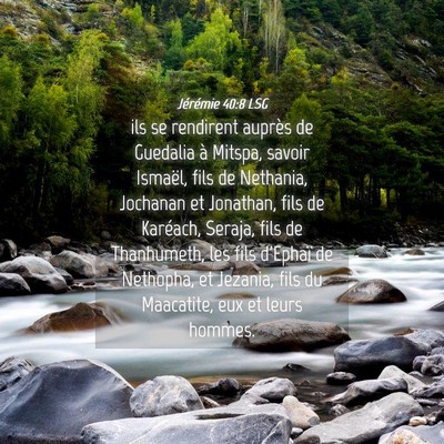 Picture 04 - Jérémie 40:8 LSG - ils se rendirent auprès de Guedalia à Mitspa, - Bible Verse Picture