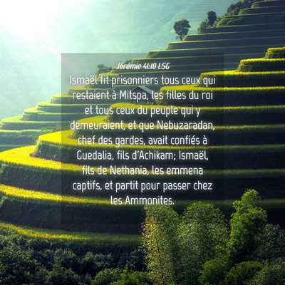 Picture 04 - Jérémie 41:10 LSG - Ismaël fit prisonniers tous ceux qui restaient - Bible Verse Picture