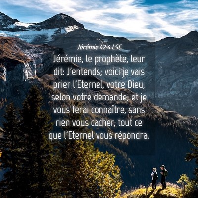 Picture 04 - Jérémie 42:4 LSG - Jérémie, le prophète, leur dit: J'entends; - Bible Verse Picture