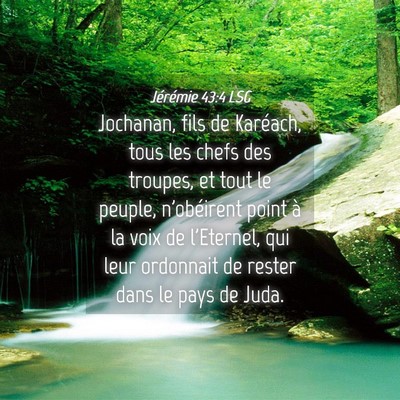 Picture 04 - Jérémie 43:4 LSG - Jochanan, fils de Karéach, tous les chefs des - Bible Verse Picture