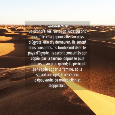Picture 04 - Jérémie 44:12 LSG - Je prendrai les restes de Juda qui ont tourné le - Bible Verse Picture